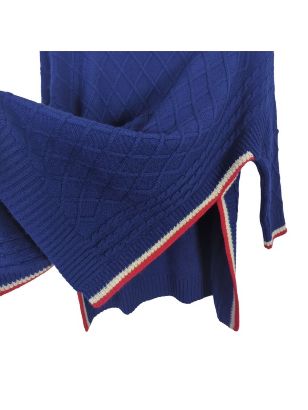 Mersea Sailor Sweater Womens OS Navy Blue Red White Lattice Knit Relaxed Pullove - Picture 7 of 15